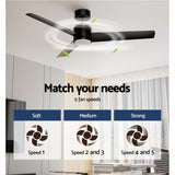 Devanti 52'' Ceiling Fan DC Motor w/Light w/Remote - Black CF-B-52-N2-BK