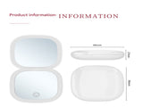 2-piece Green Portable LED Makeup Mirror - Rechargeable Compact with 3-Color Lights & 5x V888-ELOSUNG34198