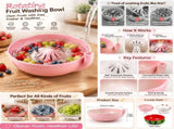 Berry Bowls With Holes Ceramic,berry Washing Bowl Auto-Spin Swirl Drainage Berries, Grapes, Vanilla, V1107-122-07702-PNK