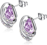 Infinity Love Heart Birthstone Earrings for Women, Crystal Stud Earrings with Healing Stones, V1164-325819