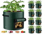 10 Gallon 8-Pack Grow Bags, Durable PE Fabric Pots with Flap and Handles, Green Planter Bags for V1107-CS-OLGPFGG26