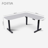 FORTIA Corner Standing Desk, 160x140cm, 72-118cm Sit to Stand Up Electric Height Adjustable, White V219-ADKCORFOR1WTKA