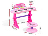 Keezi Kids Piano Keyboard 37 Keys Electronic Musical Instrument Set w/ Stool Microphone KPK-37-PK