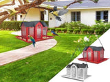 Charming House-Shaped Hanging Bird Feeder - Durable Metal Design for Wild Birds V888-ELOSUNG25684