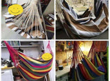 Colorful Striped Hammock Chair with Ropes and Storage Bag - Red Stripes V888-ELOSUNG25072