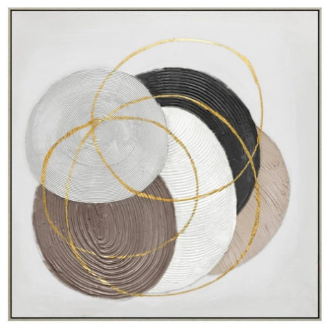 100X100cm Martian Geometrics Light Wood Framed Hand Painted Canvas Wall Art V411-SOK-HMTWF-13227LRD