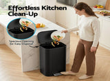 Cefito Kitchen Trash Can 40L Pedal Bins Rubbish Bin Steel with Soft Close Lid, Removable Inner RB-40L-1C-BK