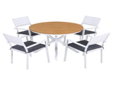 Gardeon Outdoor Dining Set 5 Piece Aluminum WPC Tabletop Patio Furniture FF-DINING-ALU-5SET-WH