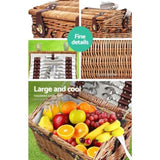 Alfresco 4 Person Picnic Basket Set Storage Blanket PICNIC-4PPL-CHEESE-BR