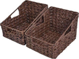 Wicker Storage Baskets, Waterproof Wicker Basket with Handles, Trapezoid Woven Storage Bins for V1258-DP02-WO-190
