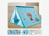 Kids Play Tent for Indoor Outdoor Fun, Waterproof Triangle Teepee with White Mesh Curtains, Spacious V1341-ZY-AALNDJV2-BLUE