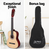 Alpha 39 Inch Classical Guitar Wooden Body Nylon String Beginner Gift Natural GUITAR-D-39-NAT