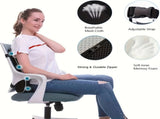1 Lumbar Support Pillow for Lower Back and Posture - Memory Foam Cushion with Adjustable Strap, V1232-YBZCZT001