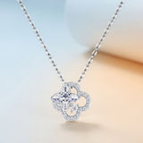 Elegant Four-Leaf Clover Moissanite Pendant Necklace with 4C Standard Stones, Sparkling Star-Set V1341-ZY-ZTHSXVX2-MOISSANITE-PREMIUMS925