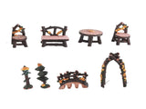 8PCS Fairy Garden Accessories Set Resin Miniature Table and Chairs Set Garden Furniture Ornaments V1294-YM0901-3115250003911