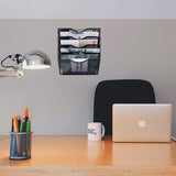 5 Pocket Mesh Hanging Wall File Organizer, Wall Mounted Mail Paper Document Folder Holder, Clipboard V1192-AZ-W-14469