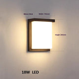 LED 8" Outdoor Wall Light, Front Door House Sconce Waterproof 18W Exterior Patio Lighting V1192-AZ-W-3659
