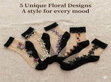 15 PAIR Women's Sheer Floral - Transparent Mesh Glass Silk Crew, Cute Breathable Dress V1192-AZ-W-22130