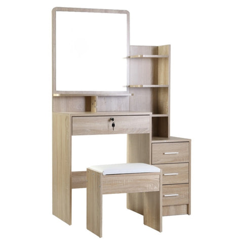 Artiss Dressing Table Stool Set 4 Drawers Oak FURNI-L-DRESS03-WD-AB