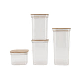 Food Storage Jars Plastic Airtight Containers with Bambusoideae Lids Kitchen Square Clear Canisters V1294-YM0901-3118250039812