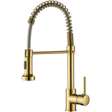 Polished Gold Faucet with Pull Down Sprayer,Single Handle Spring Single Hole Faucet for V1366-AZ2-W-08163