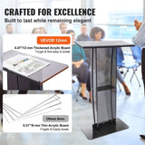 VEVOR Acrylic Podium, 47" Tall, Acrylic Podium Stand with Wide Reading Surface & Storage Shelf, V952-CTSJTHSTMYK47UDDCV0