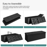 SONGMICS 110cm Folding Storage Ottoman Bench with Flipping Lid Footrest Black V227-8498402106991