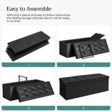 SONGMICS 110cm Folding Storage Ottoman Bench with Flipping Lid Footrest Black V227-8498402106991