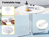 Gardeon Outdoor Bar Table Round Folding Desk Top 109cm Patio Furniture White FF-TABLE-SL-WH