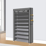 9 Tier Shoe Rack Portable Storage Cabinet Organiser Portable Wardrobe W/ Cover Gray V201-QHGMMOREONE041