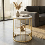 Interior Ave Cleo Gold Two Shelf Stone Side Table V355-JJ-XZ218-G1