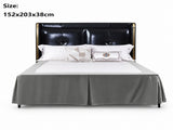 Grey 152x203x38cm Elastic Bed Skirt - Thickened Polyester Fitted Valance with Double-Layer V888-ELOSUNG56152-2