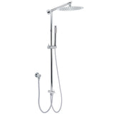 WELS Chrome 10" Round Rain Handheld Double Shower Head Rose Sliding Rail Arm Diverter Set V1233-SS019CRSC842KSR110