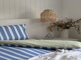 100% Cotton Duvet Quilt Cover Set w/ 2 Pillow Cases in Reversible Blue/Green/White Stripe - Double V563-BLUSTRP_DVT-DOUBLE