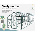 Green Fingers Greenhouse 5.1x2.44x2.1M Aluminium Polycarbonate Green House Garden Shed GH-ALU-510X244-GN-AB