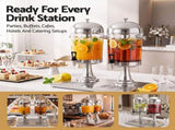 5-Star Chef 16L Dual Tank Juice Dispenser Drink Beverage Server Ice Tubes JD-8L-X2-SS