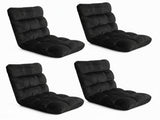 Artiss 4X Lounge Sofa Bed Flannel Fabric Black FLOOR-SBL-M193-S-BKX4