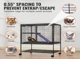 36" Metal Small Animal Cage 2-Tier Rolling Ferret Cage with Tray A Ramp V952-JSXDL322233IWSCUUV0