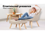Artiss Armchair Set with Ottoman Beige Lansar UPHO-B-ARM05STO-BG