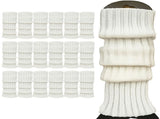 24x Womens Leg Warmers Disco Winter Knit Dance Party Crochet Legging Socks Costume - White V563-BR-24LEGWARMS-WHT