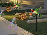 Solar Powered Garden Lights with Bird and Flower Design, Waterproof Outdoor Patio Decor, Automatic V1366-AZ2-W-14741
