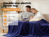 Giselle Electric Throw Rug Double Size 200x180cm Coral Fleece Heated Blanket Navy Blue EB-C-THROW-RUG-200-NVB