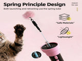 Interactive Electric Cat Fishing Toy with Retractable Feather Wand, Auto-Play Mode for Indoor V1341-ZY-NKC93QD9-BLACKANDPINK