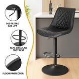 Artiss 4x Bar Stools Kitchen Swivel Gas Lift Counter Chair Diamond Leather Black BA-K-799G-BKX4