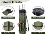 Green Fishing Rod & Reel Organizer Bag - Holds 5 Poles with Tackle Storage 48.4" x 13.4" x 13.4" V1366-AZ2-W-11666