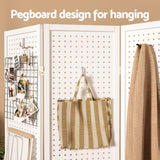 Artiss 4 Panel Room Divider Screen 164x170cm Pegboard White RD-HLW01-4P-WH