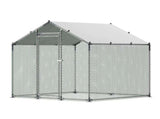 Metal Chicken Coop, 6.56x6.56x6.56ft Large Walk-in Chicken Runs with Cover, Spire Roof Hen House V952-JSJS222MJDDM0VGWG001V0