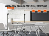 91.5x61cm Rolling Magnetic Whiteboard, Double-sided Mobile Whiteboard, Adjustable Height Dry Erase V952-BBYCDL3624ABSW8OMV0