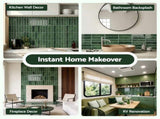 Artiss 3D Peel and Stick Wall Tiles Self Adhesive LinearGrid Backsplash 10 Sheets, Green PST-546-GN
