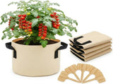 Tan 10-Gallon Breathable Grow Bags with Reinforced Handles Includes 5 V1188-MS-909-040
